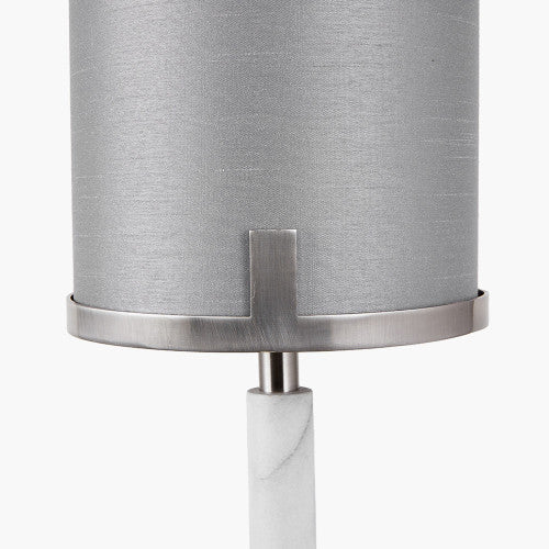 Midland Brushed Nickel and Grey Marble Effect Floor Lamp - Image 2