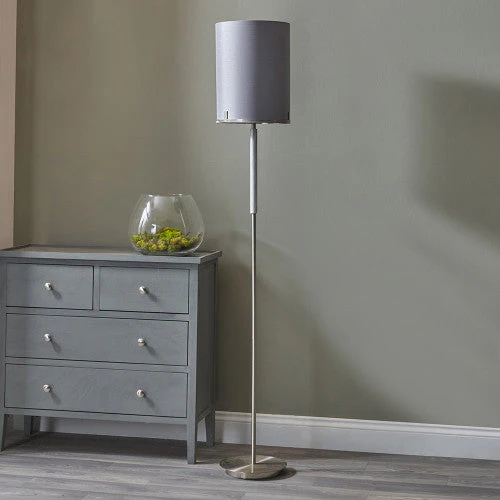 Midland Brushed Nickel and Grey Marble Effect Floor Lamp - Image 4