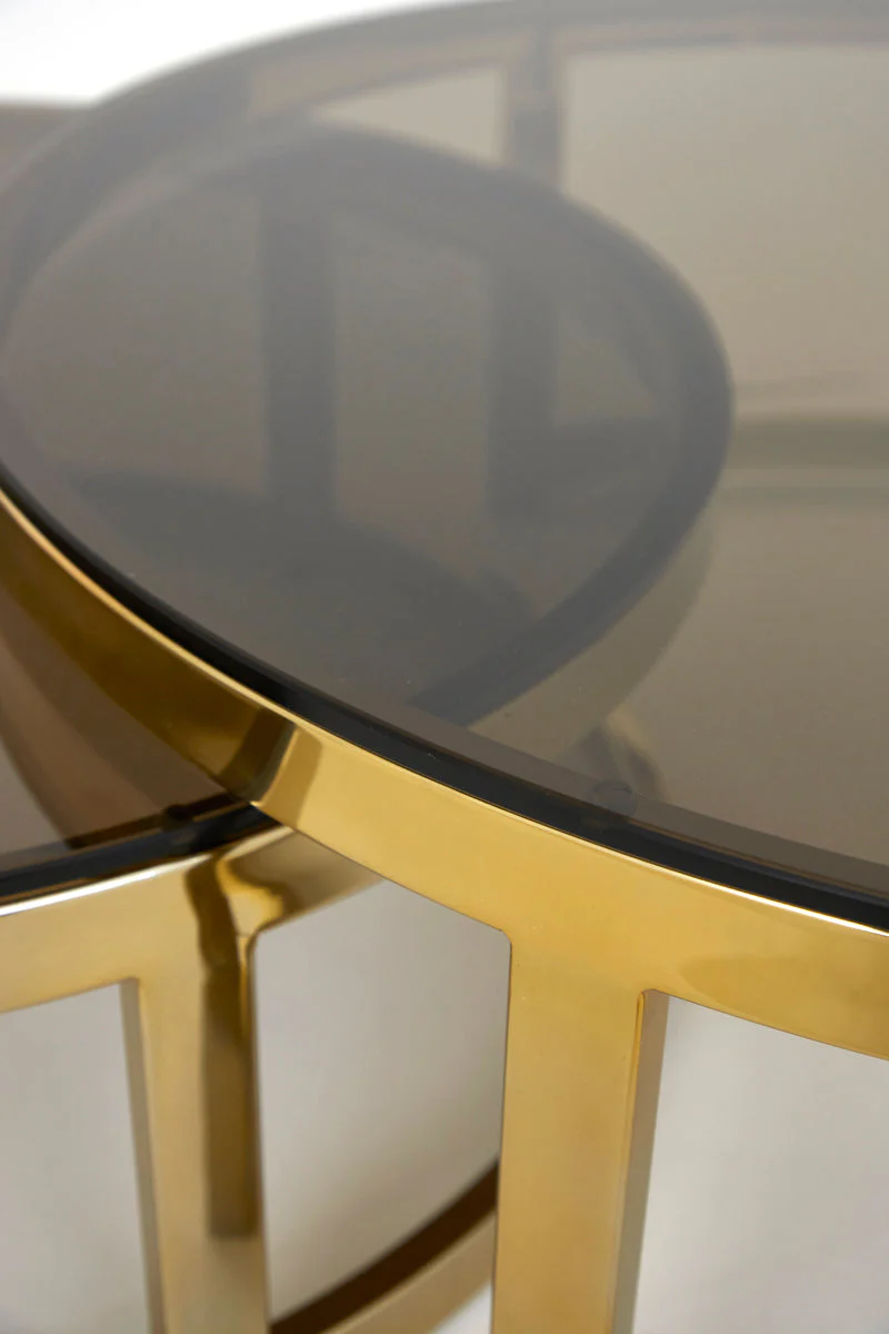 Milagro Coffee Table - Brown Glass & Light Gold Finish - Image 4