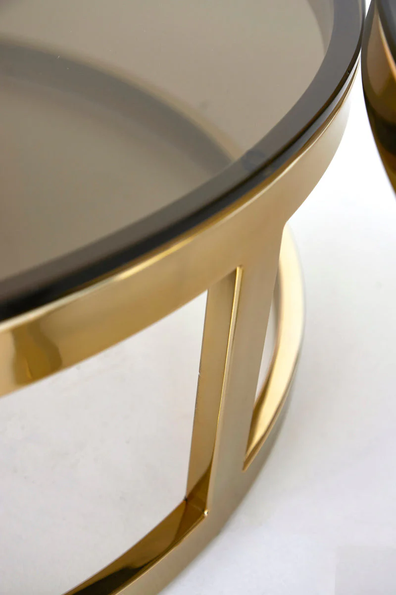 Milagro Coffee Table - Brown Glass & Light Gold Finish - Image 5