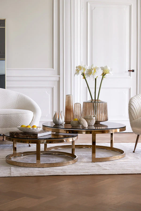 Milagro Coffee Table - Brown Glass & Light Gold Finish - Image 8