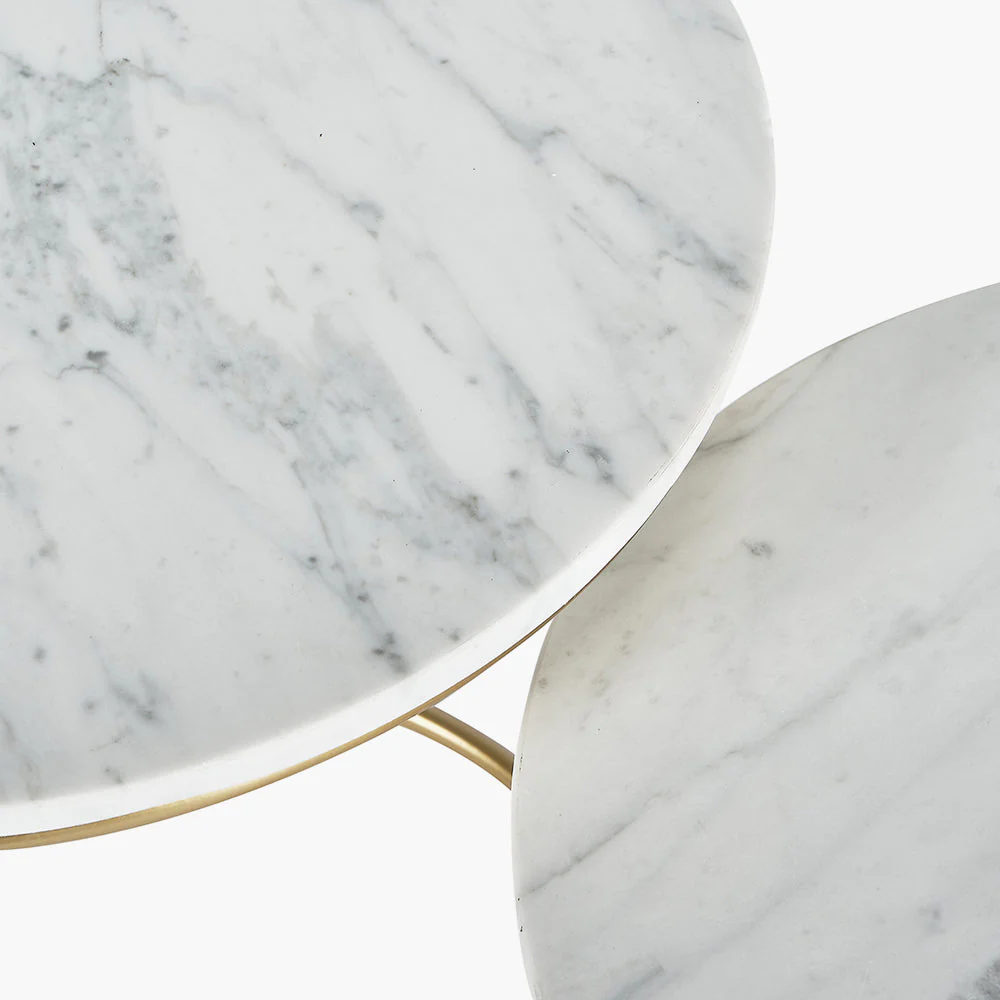 Milly Set of 2 Marble and Gold Metal Side Tables - Green/White - Image 8