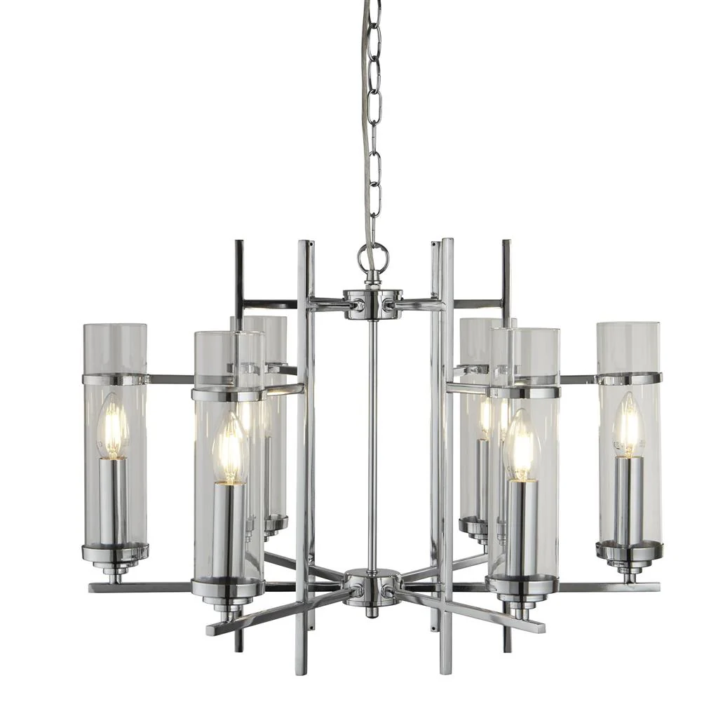 Milo 4/6Lt Multi-Arm Pendant - Chrome Metal & Glass - Image 3