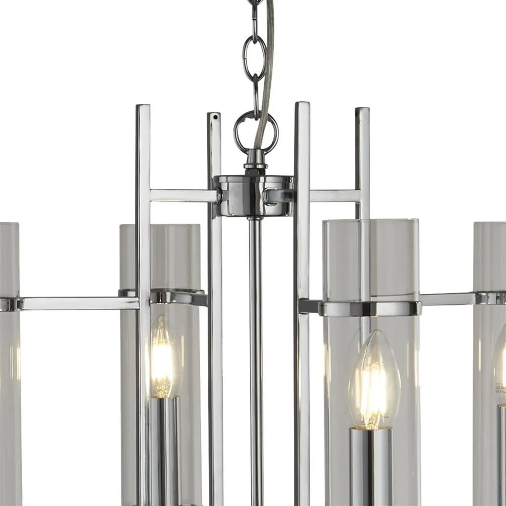 Milo 4/6Lt Multi-Arm Pendant - Chrome Metal & Glass - Image 4