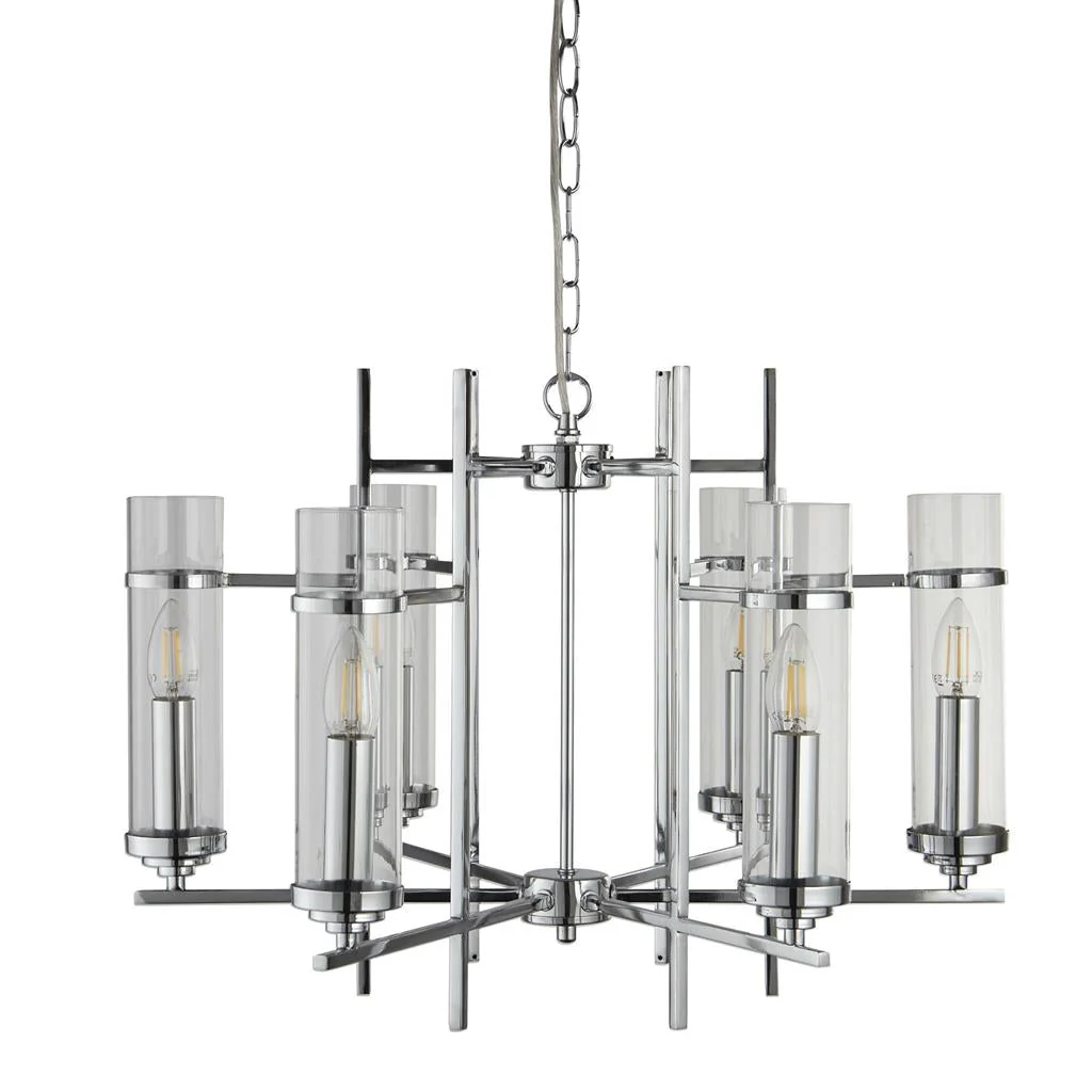 Milo 4/6Lt Multi-Arm Pendant - Chrome Metal & Glass - Image 5