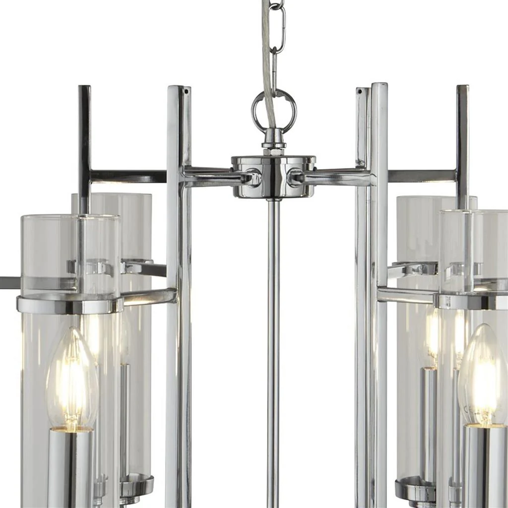 Milo 4/6Lt Multi-Arm Pendant - Chrome Metal & Glass - Image 6