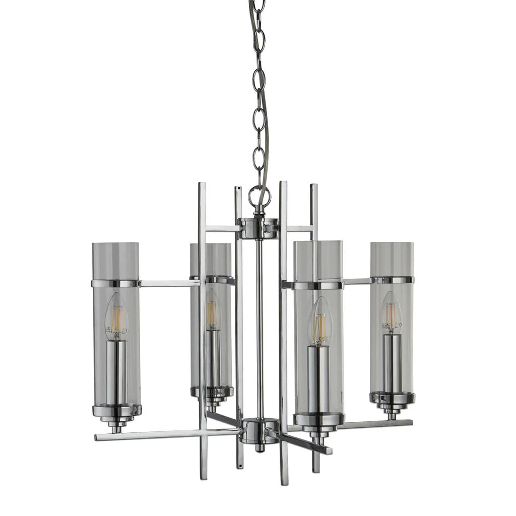 Milo 4/6Lt Multi-Arm Pendant - Chrome Metal & Glass - Image 9
