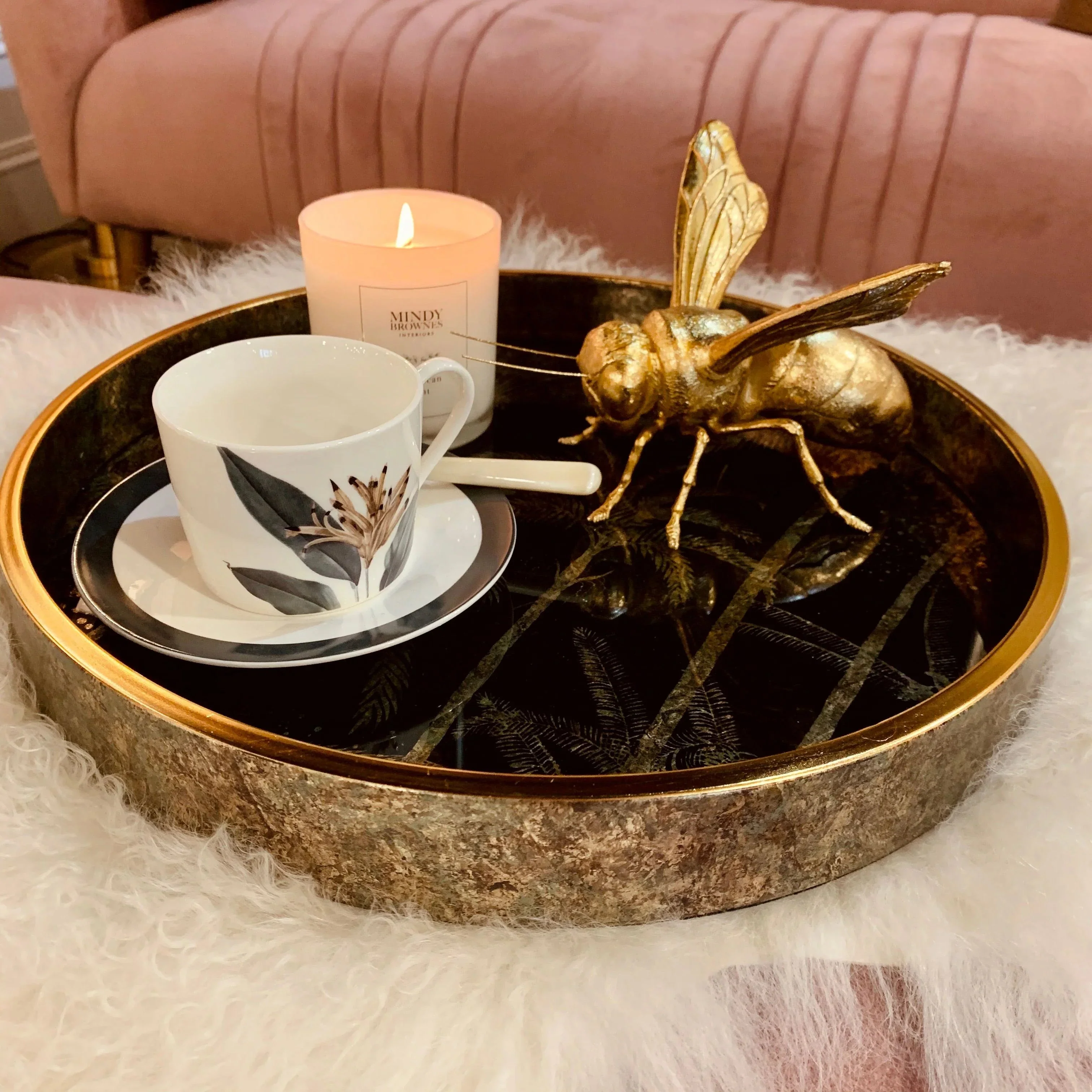 Mindy Brownes Palm Tree Tray - Gold & Black Finish - Image 2