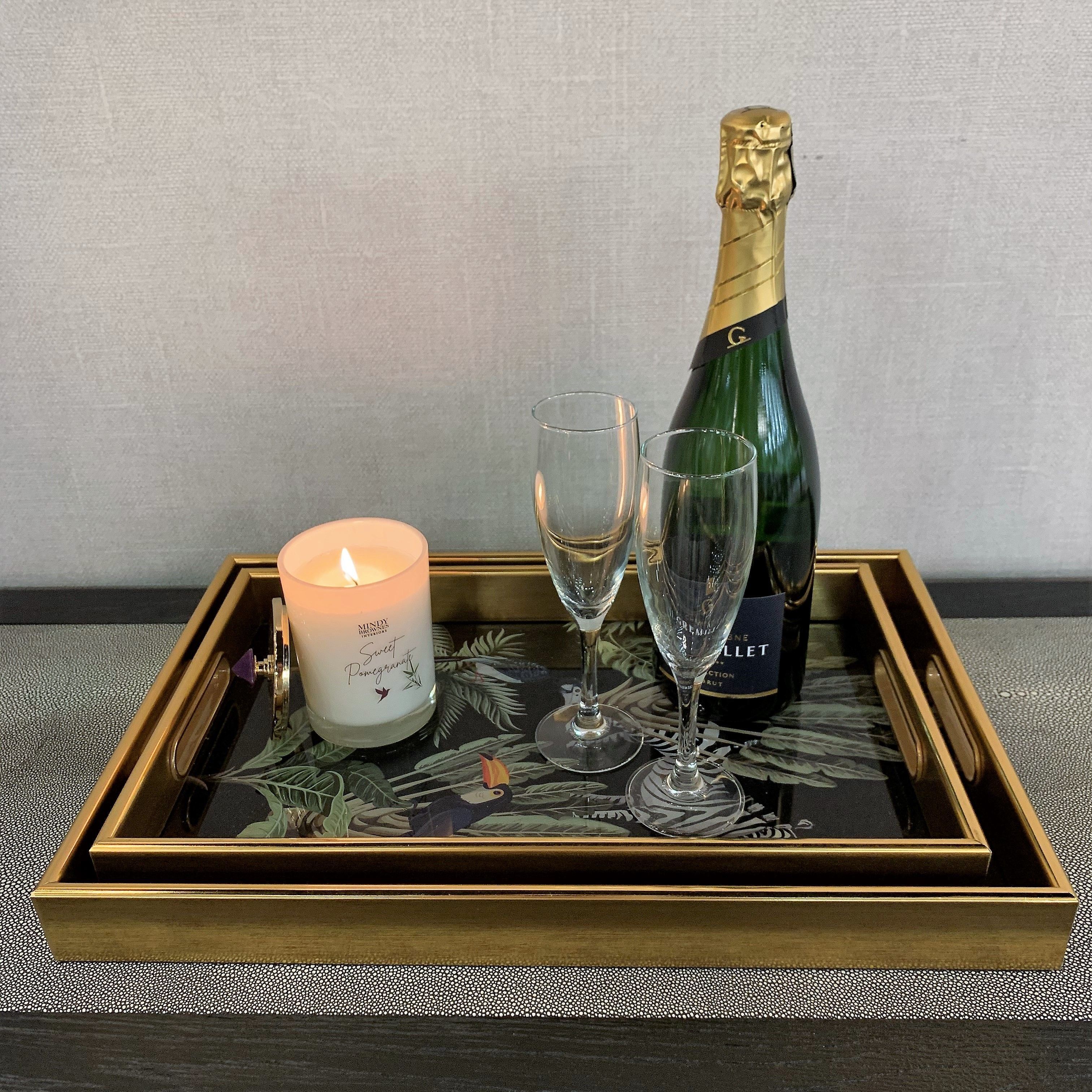 Mindy Brownes Zebra Serving Tray Set of 2 - Green & Gold Finish - Image 2
