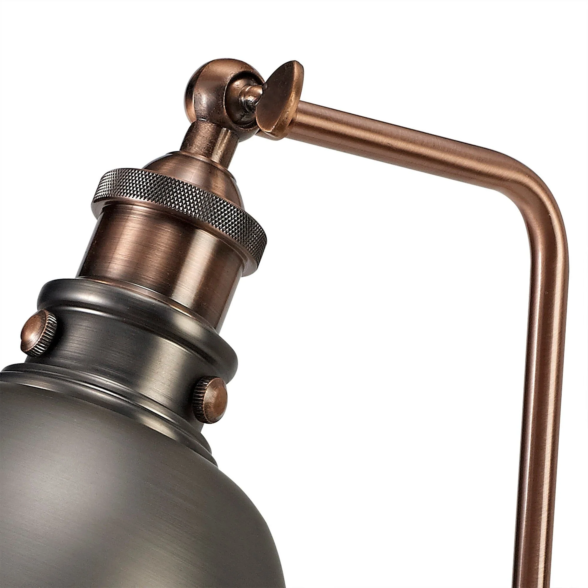 Miner Adjustable Table Lamp, 1 x E27, Antique Silver/Copper/White - Image 3