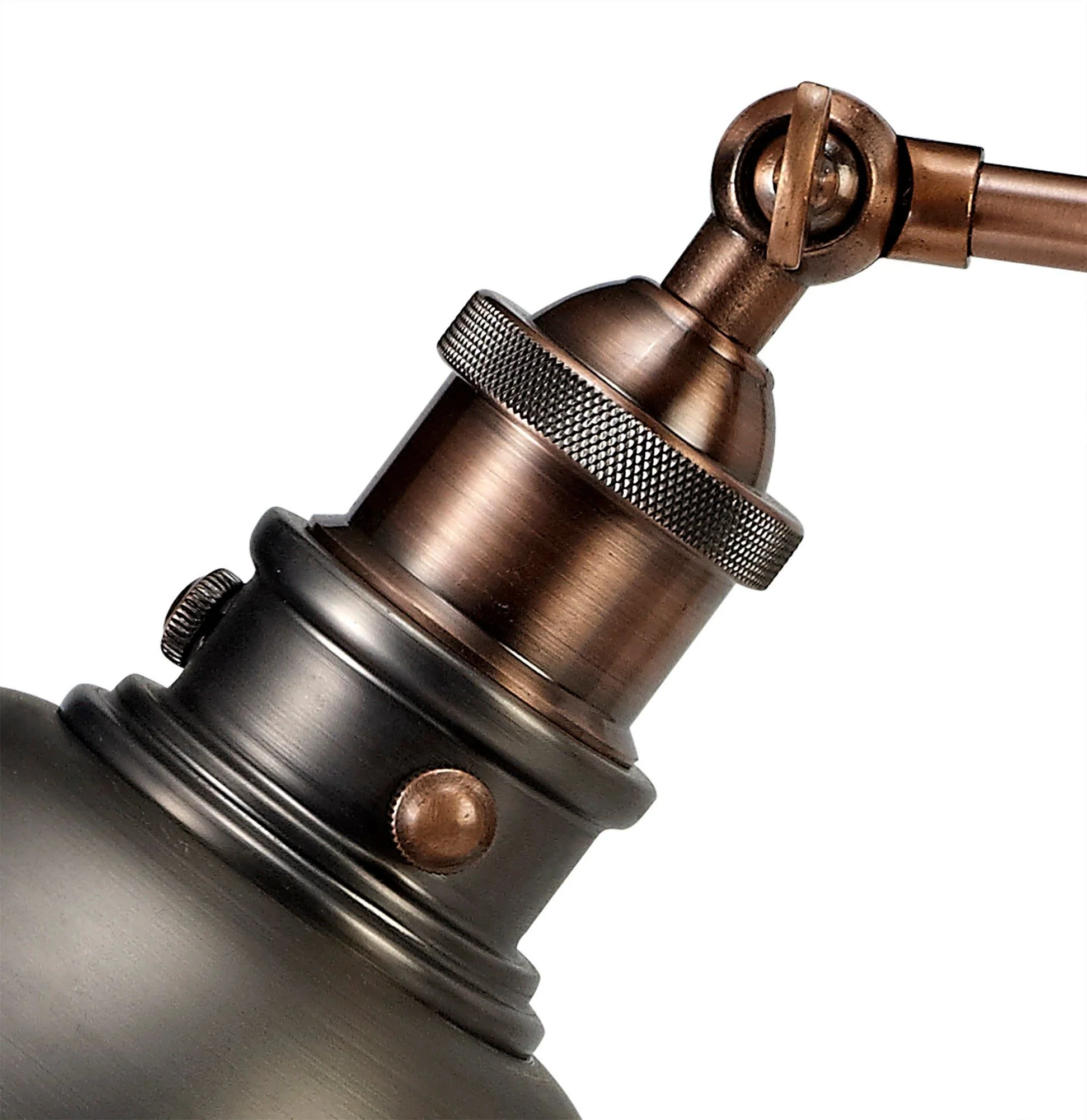 Miner Adjustable Table Lamp, 1 x E27, Antique Silver/Copper/White - Image 4