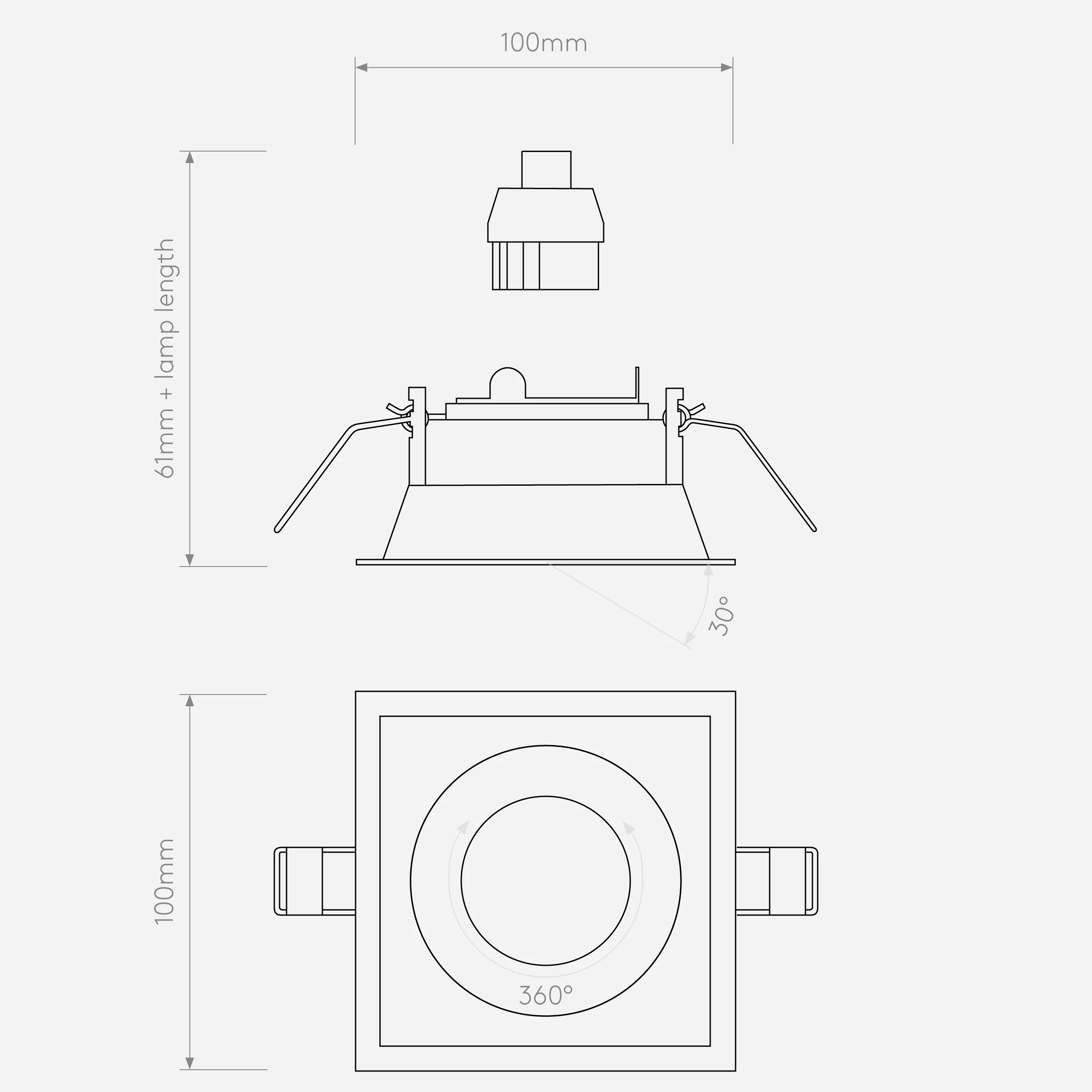 Minima Adjustable Round/Square Downlight - Black/White - Image 5