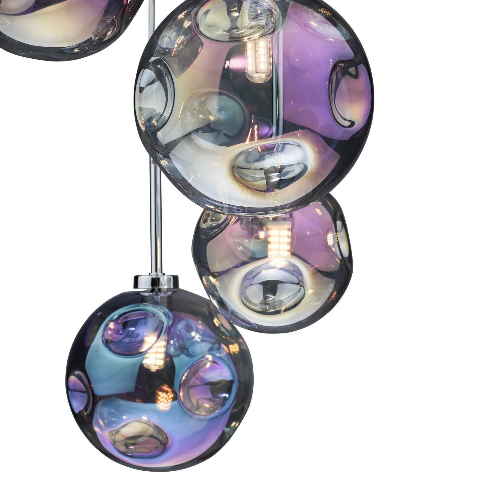 Mira 6Lt Cluster Ceiling Light - Polished Chrome Iridised Glass IP20 - Image 2