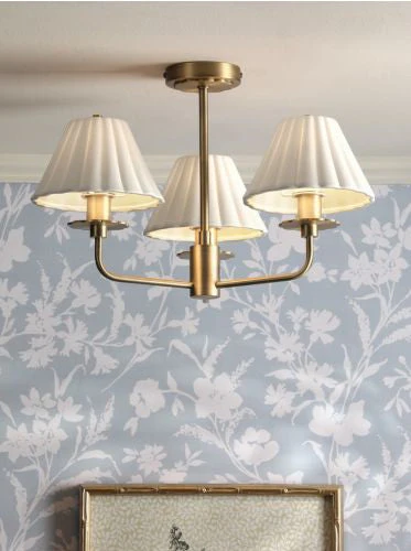 Mixbury 3 Light Semi-Flush Matt Antique Brass and White Ceramic - Image 2