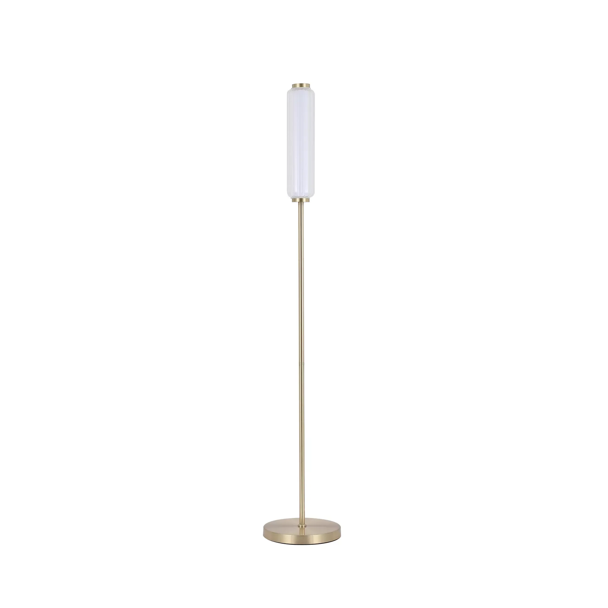 Mod LED Floor Lamp- Satin Brass Opal Acrylic & Clear - Image 5