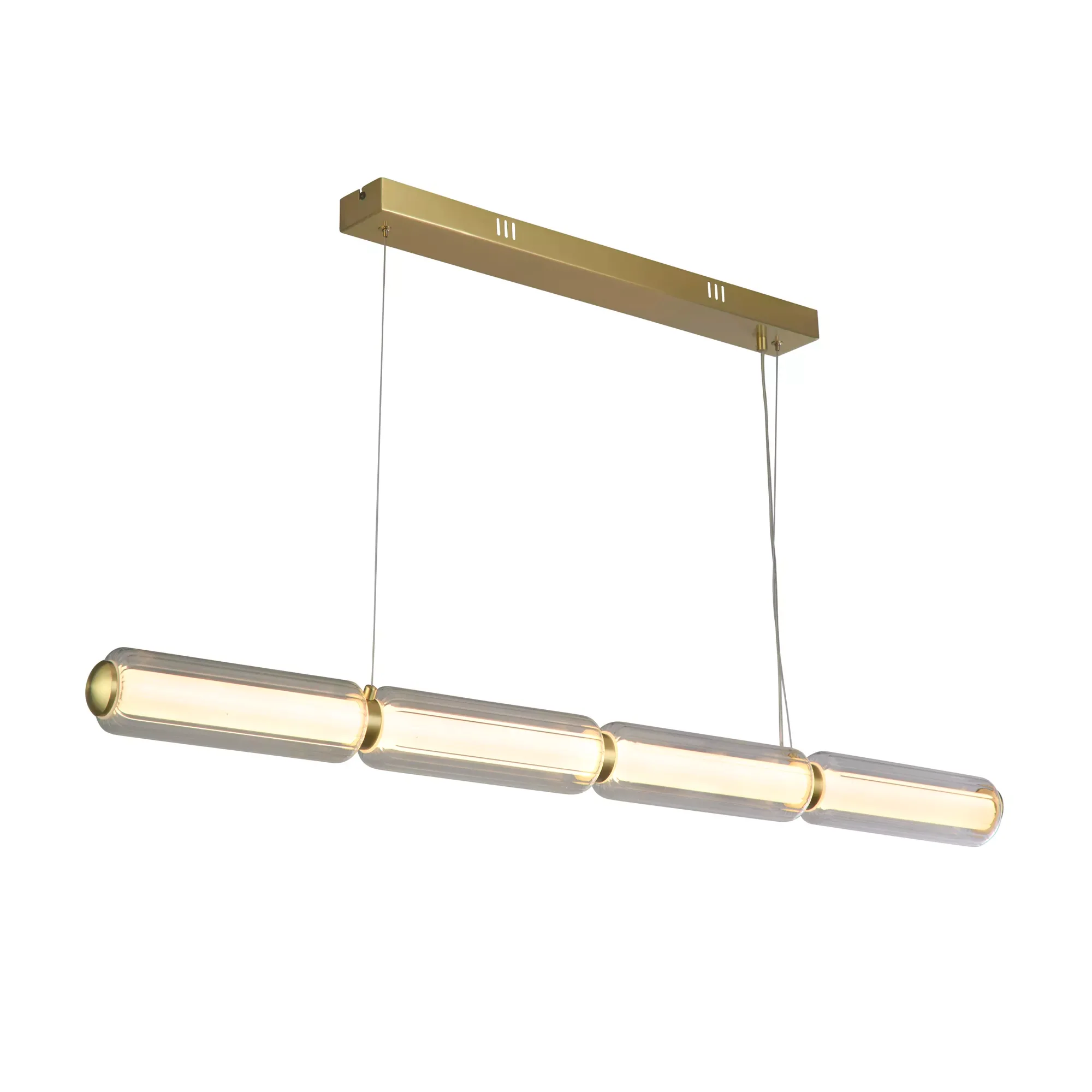 Mod LED Pendant- Satin Brass Opal Acrylic & Clear Glass