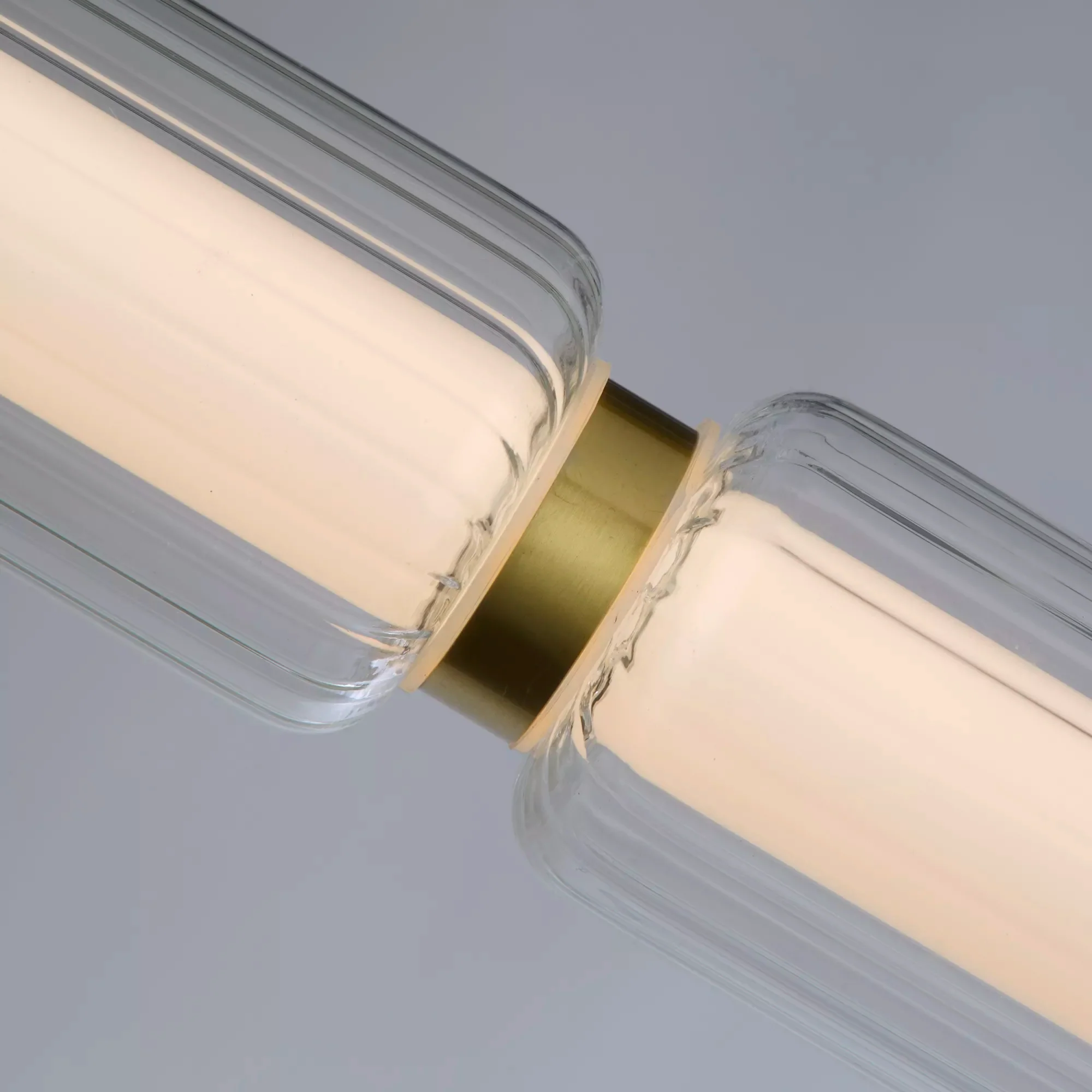 Mod LED Pendant- Satin Brass Opal Acrylic & Clear Glass - Image 4
