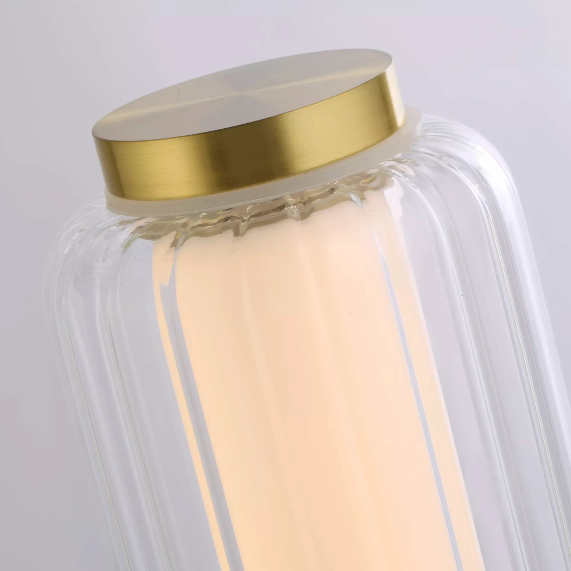 Mod LED Table Lamp- Satin Brass Opal Acrylic & Clear - Image 4