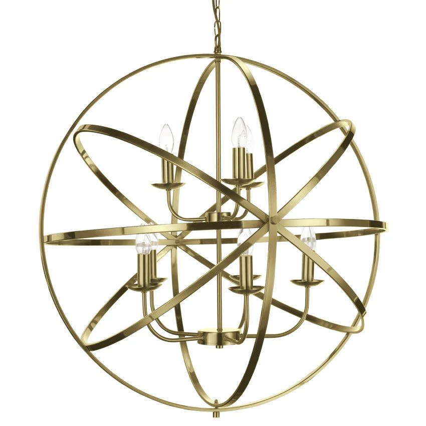 Moda 6/8Lt Centre Ceiling Light - Matt Brass/Satin Nickel/Antique Brass/Chrome Finish - Image 6