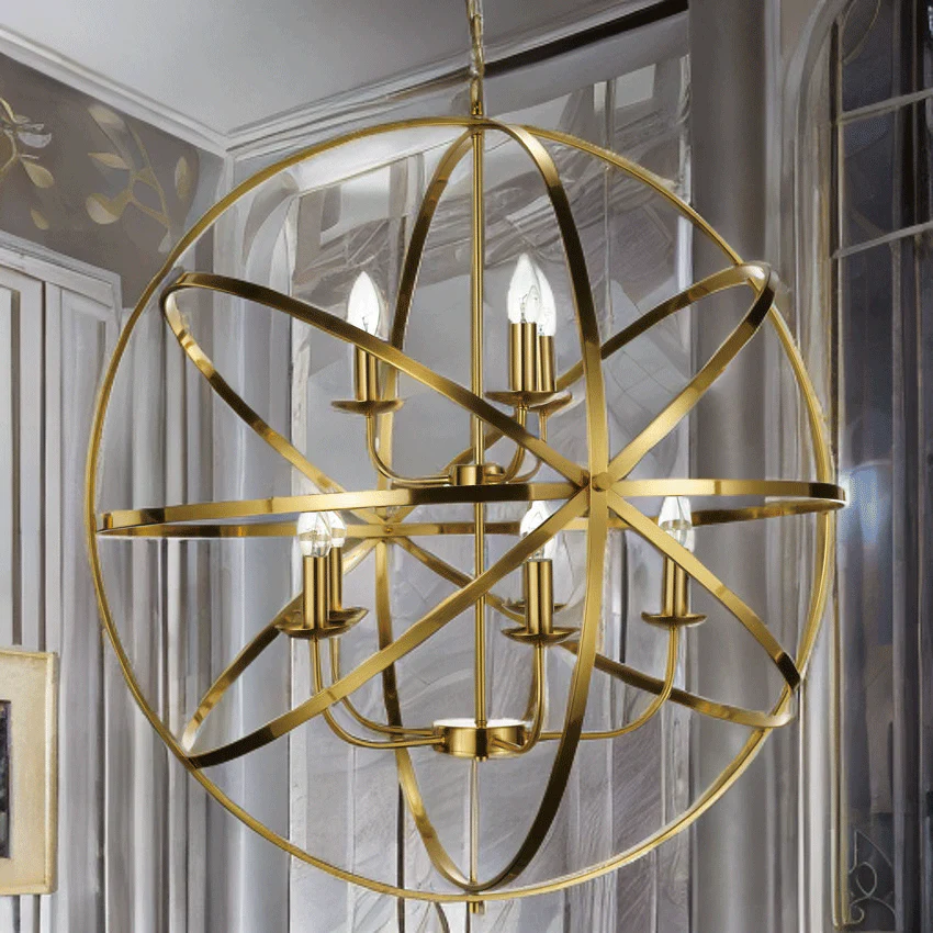 Moda 6/8Lt Centre Ceiling Light - Matt Brass/Satin Nickel/Antique Brass/Chrome Finish - Image 8