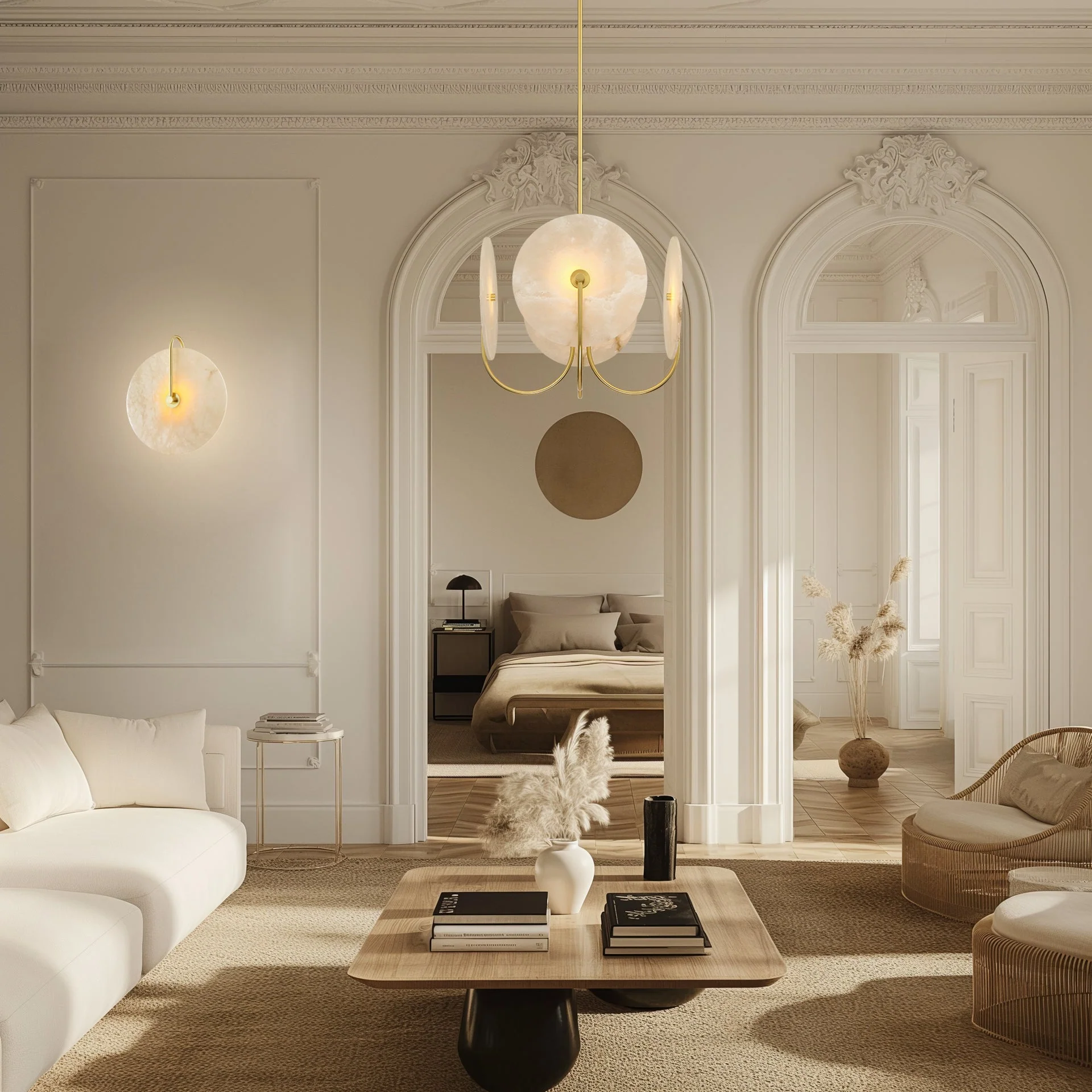 Modena 1Lt Wall Light - Brass & Alabaster - Image 3