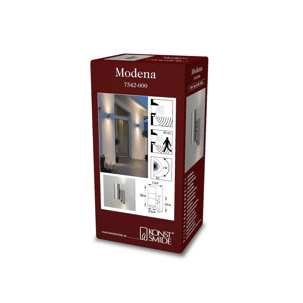 Modena Single/Double Wall Light GU10 IP44 PIR - Various Finishes - Image 10