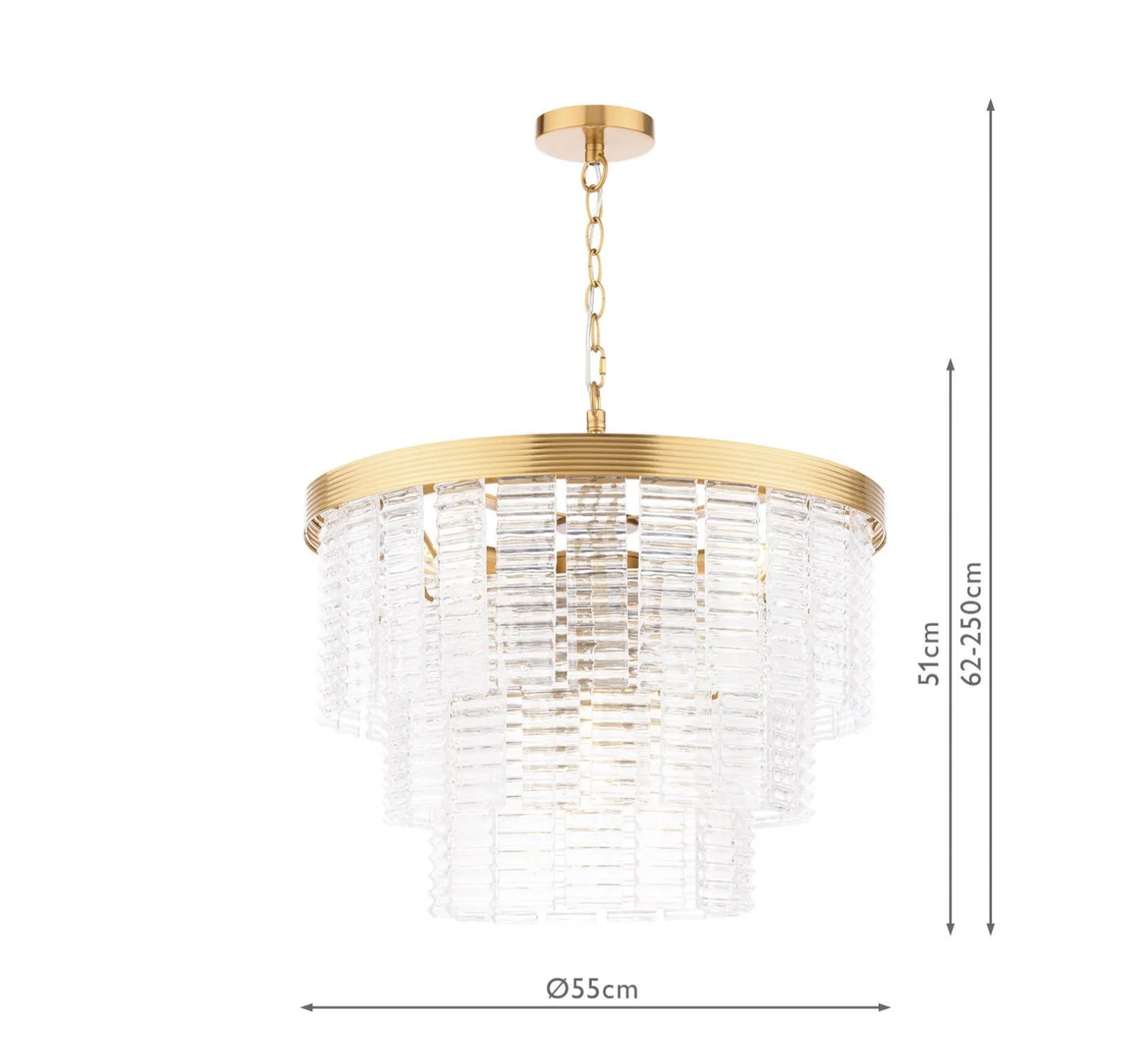 Moesha 6 Light Pendant- Natural Brass and Ribbed Glass - Image 3