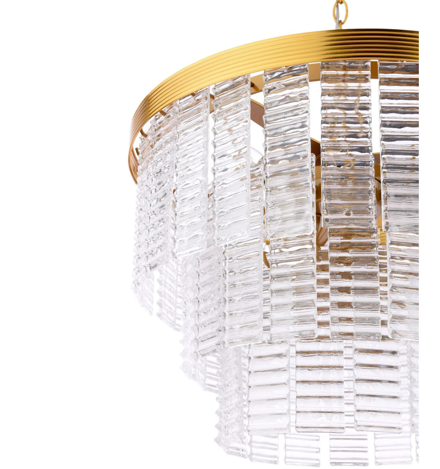 Moesha 6 Light Pendant- Natural Brass and Ribbed Glass - Image 6