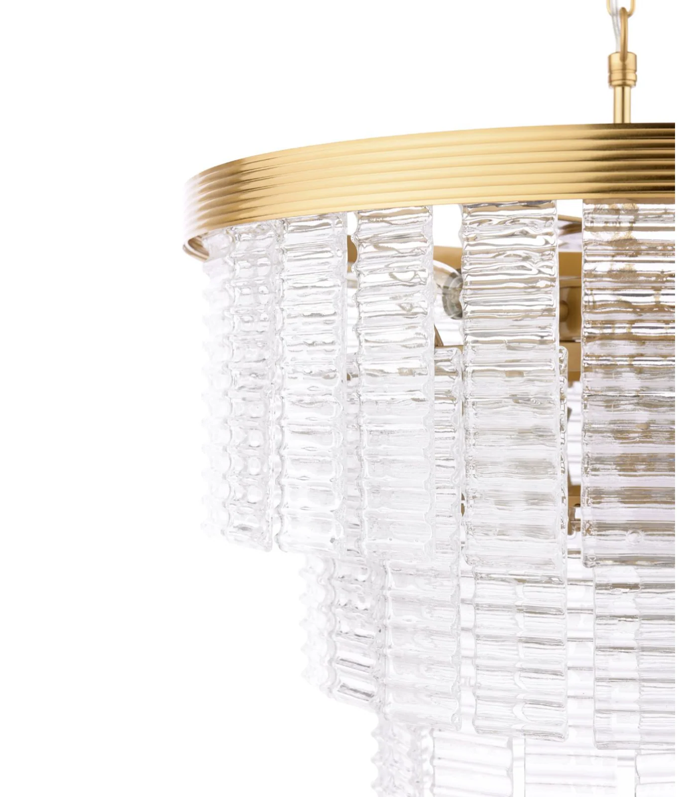 Moesha 6 Light Pendant- Natural Brass and Ribbed Glass - Image 7