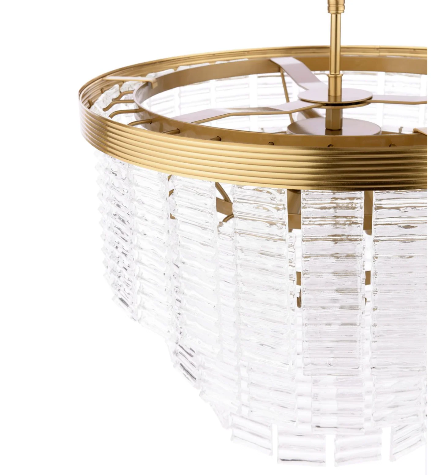Moesha 6 Light Pendant- Natural Brass and Ribbed Glass - Image 8