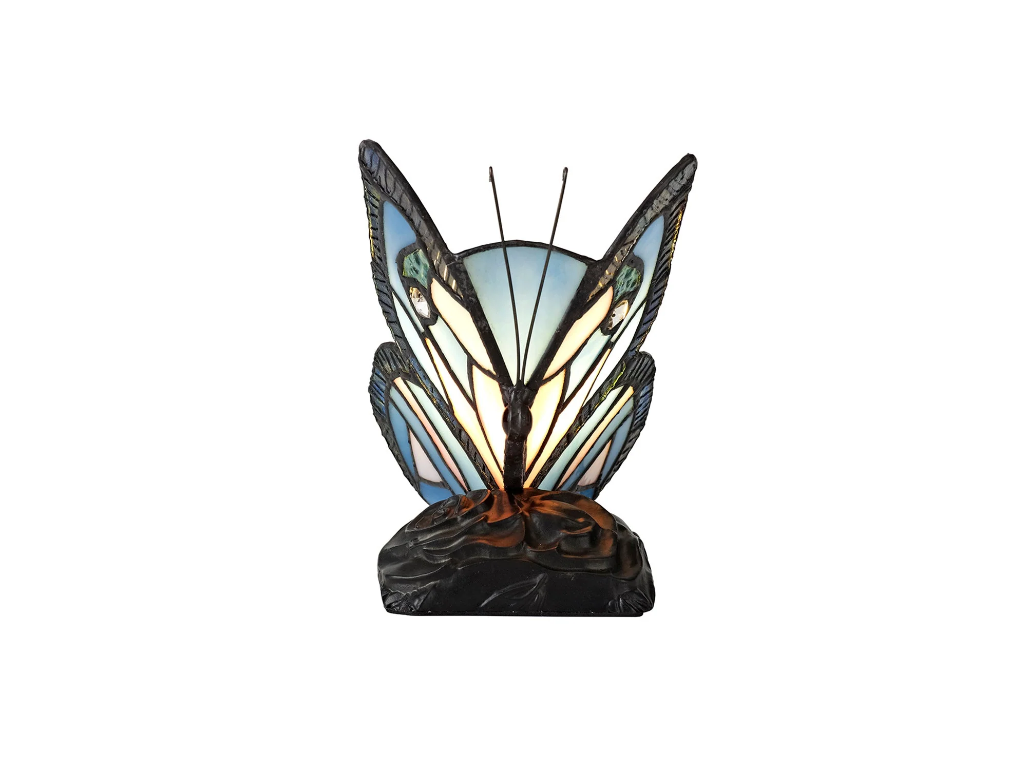 Mohill Tiffany Butterfly Table Lamp, 1 x E14, Black Base With Various Finishes  With Clear Crystal - Image 14