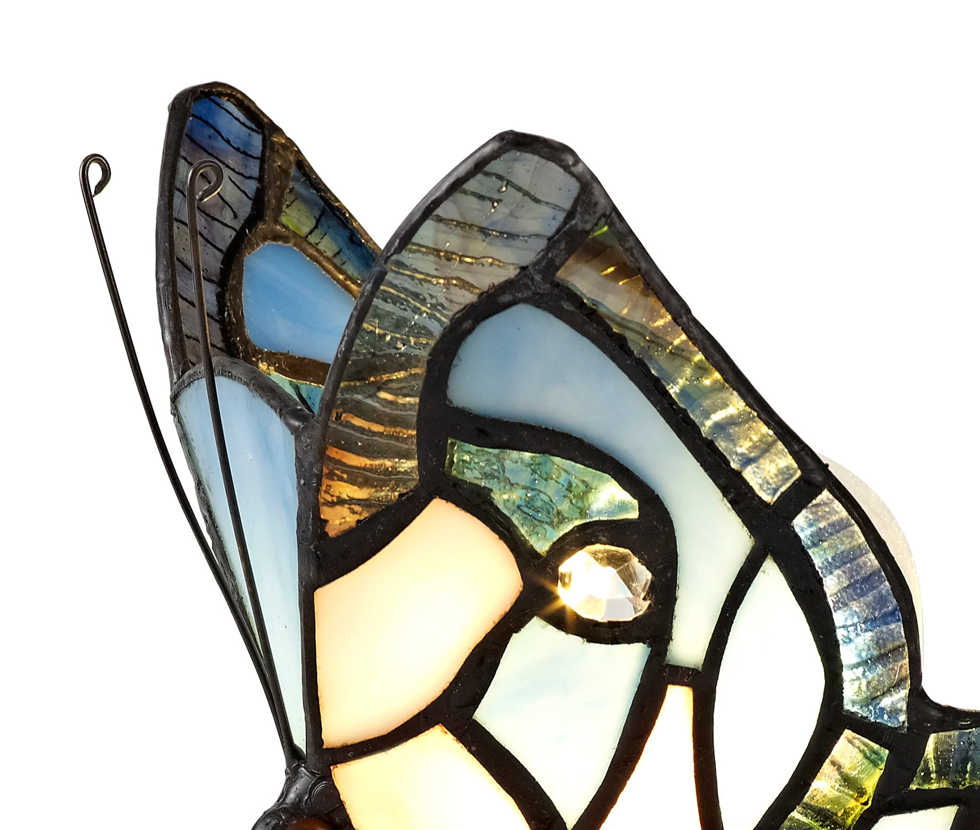Mohill Tiffany Butterfly Table Lamp, 1 x E14, Black Base With Various Finishes  With Clear Crystal - Image 16