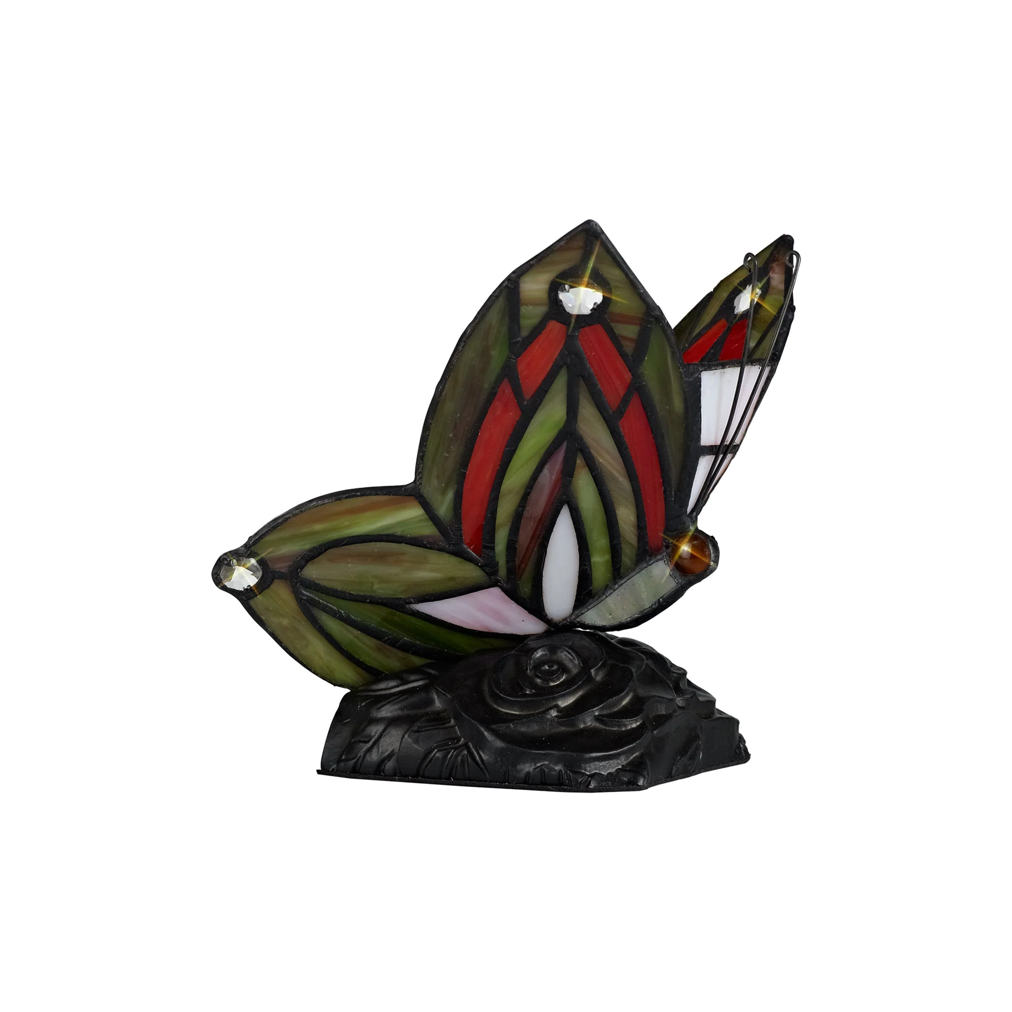 Mohill Tiffany Butterfly Table Lamp, 1 x E14, Black Base With Various Finishes  With Clear Crystal - Image 19
