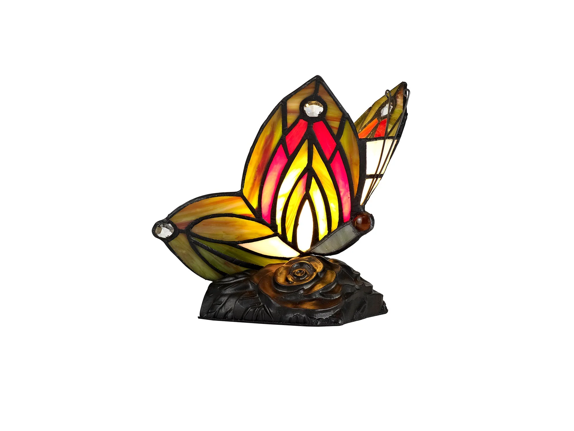 Mohill Tiffany Butterfly Table Lamp, 1 x E14, Black Base With Various Finishes  With Clear Crystal - Image 20