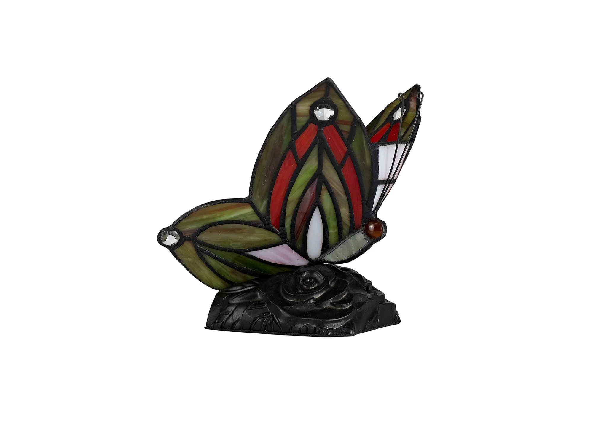 Mohill Tiffany Butterfly Table Lamp, 1 x E14, Black Base With Various Finishes  With Clear Crystal - Image 21