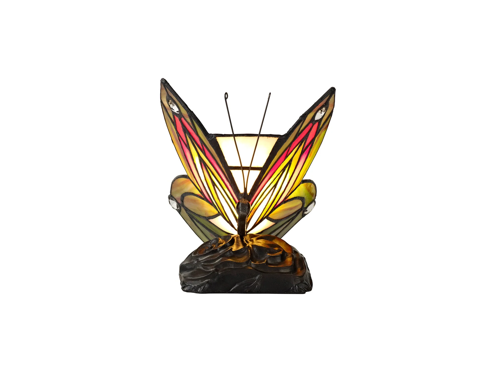 Mohill Tiffany Butterfly Table Lamp, 1 x E14, Black Base With Various Finishes  With Clear Crystal - Image 22