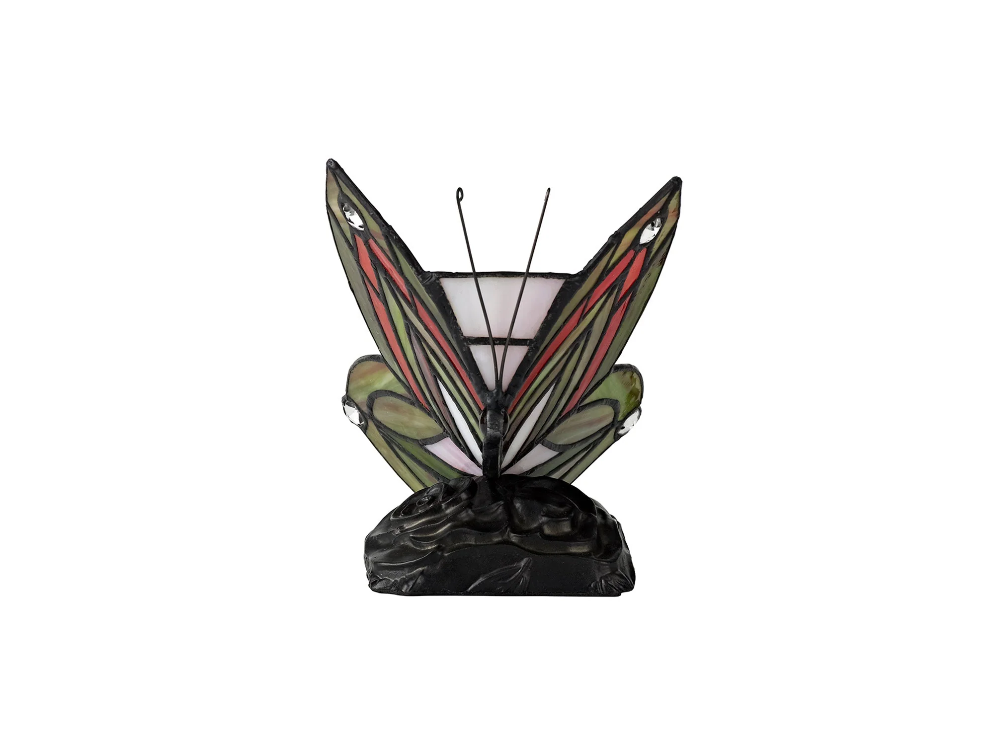 Mohill Tiffany Butterfly Table Lamp, 1 x E14, Black Base With Various Finishes  With Clear Crystal - Image 23