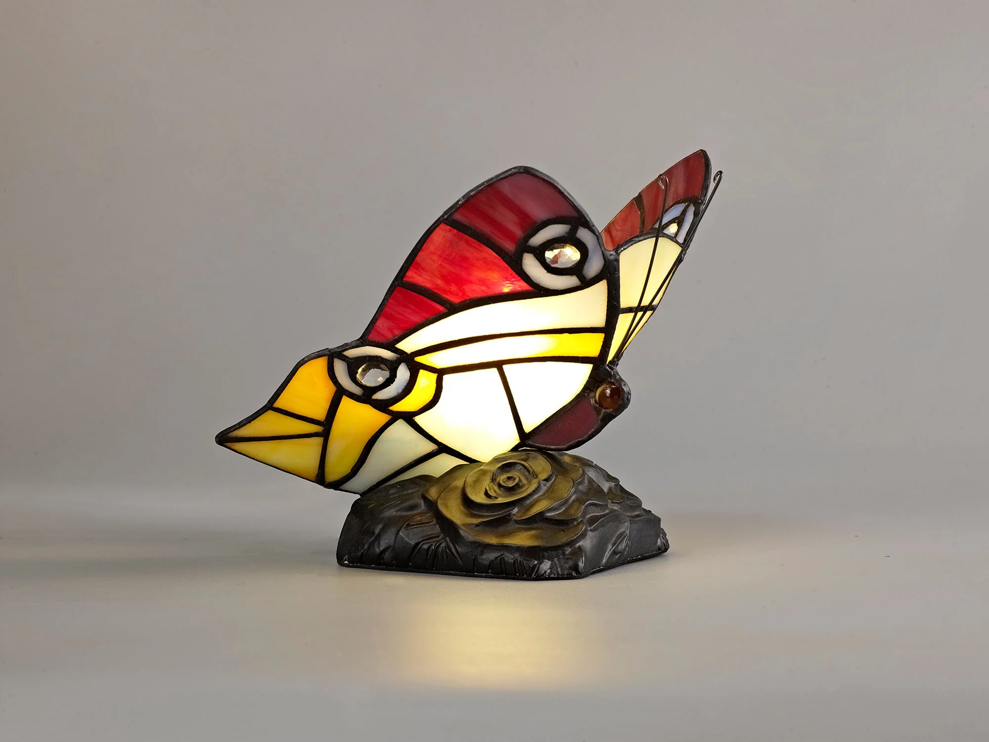 Mohill Tiffany Butterfly Table Lamp, 1 x E14, Black Base With Various Finishes  With Clear Crystal - Image 25