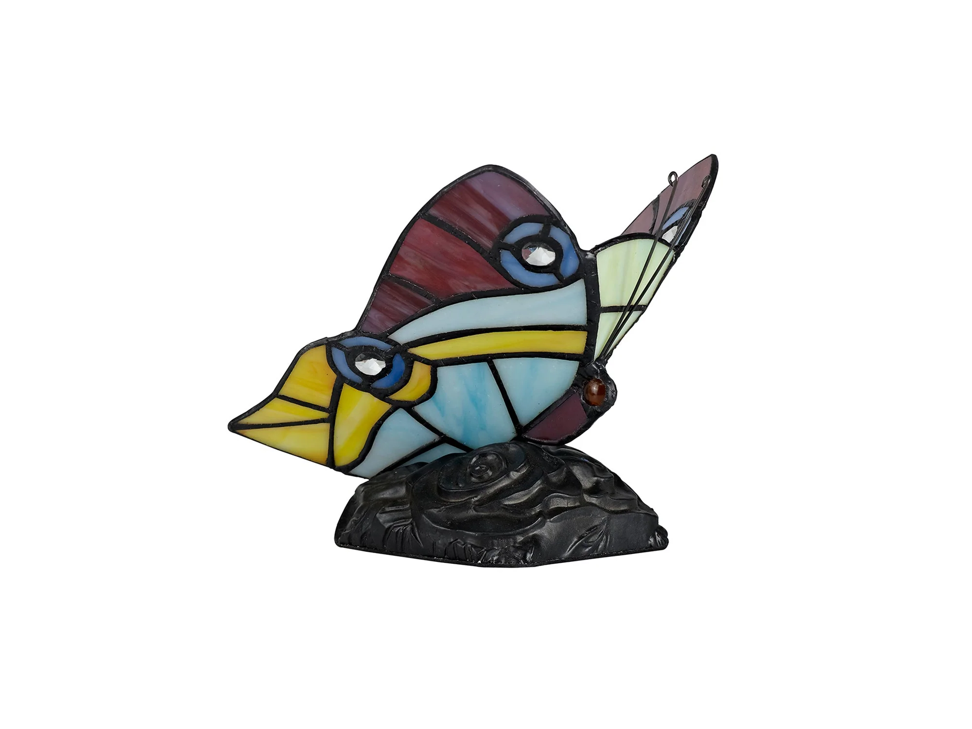 Mohill Tiffany Butterfly Table Lamp, 1 x E14, Black Base With Various Finishes  With Clear Crystal - Image 29