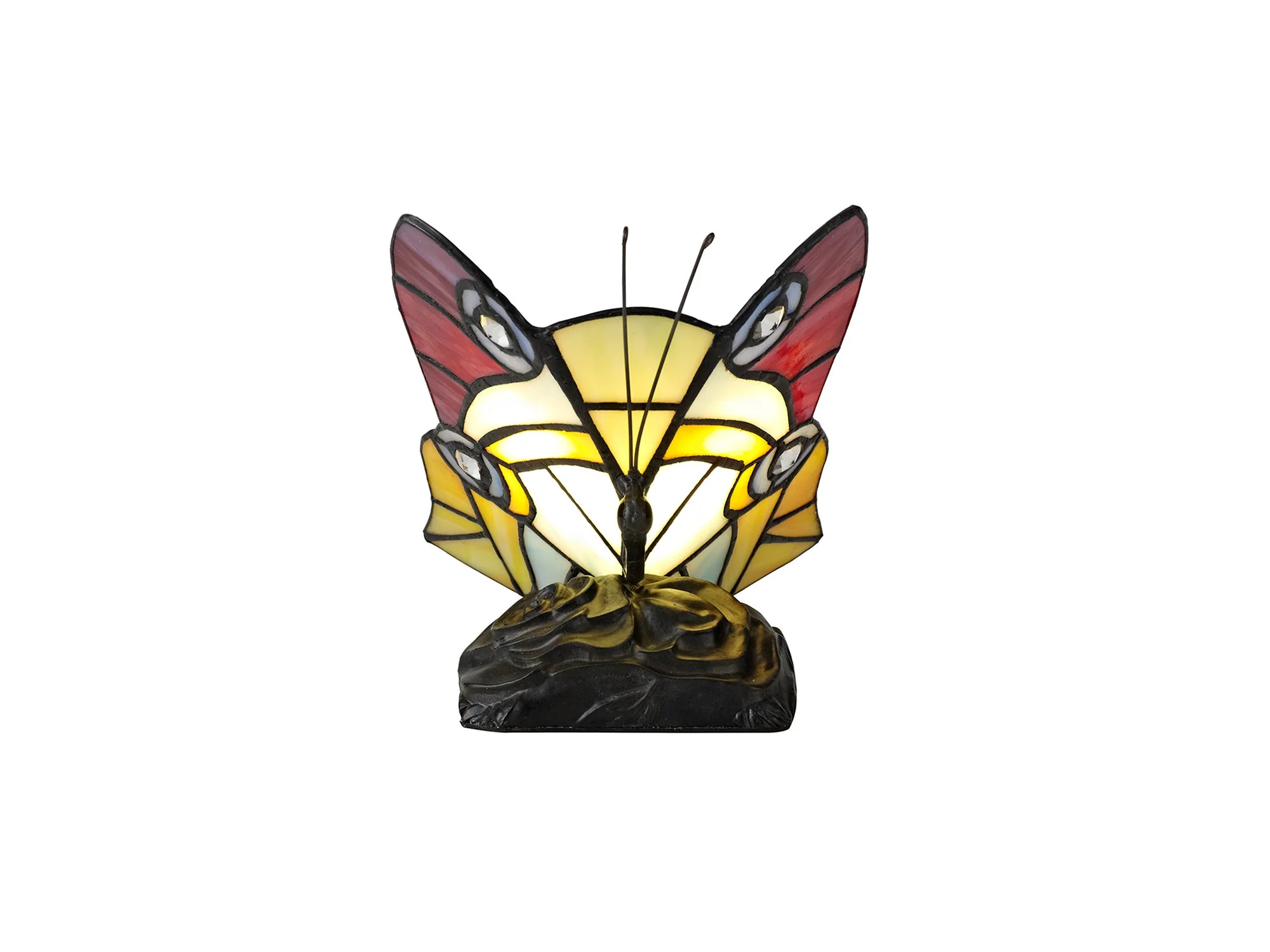 Mohill Tiffany Butterfly Table Lamp, 1 x E14, Black Base With Various Finishes  With Clear Crystal - Image 30