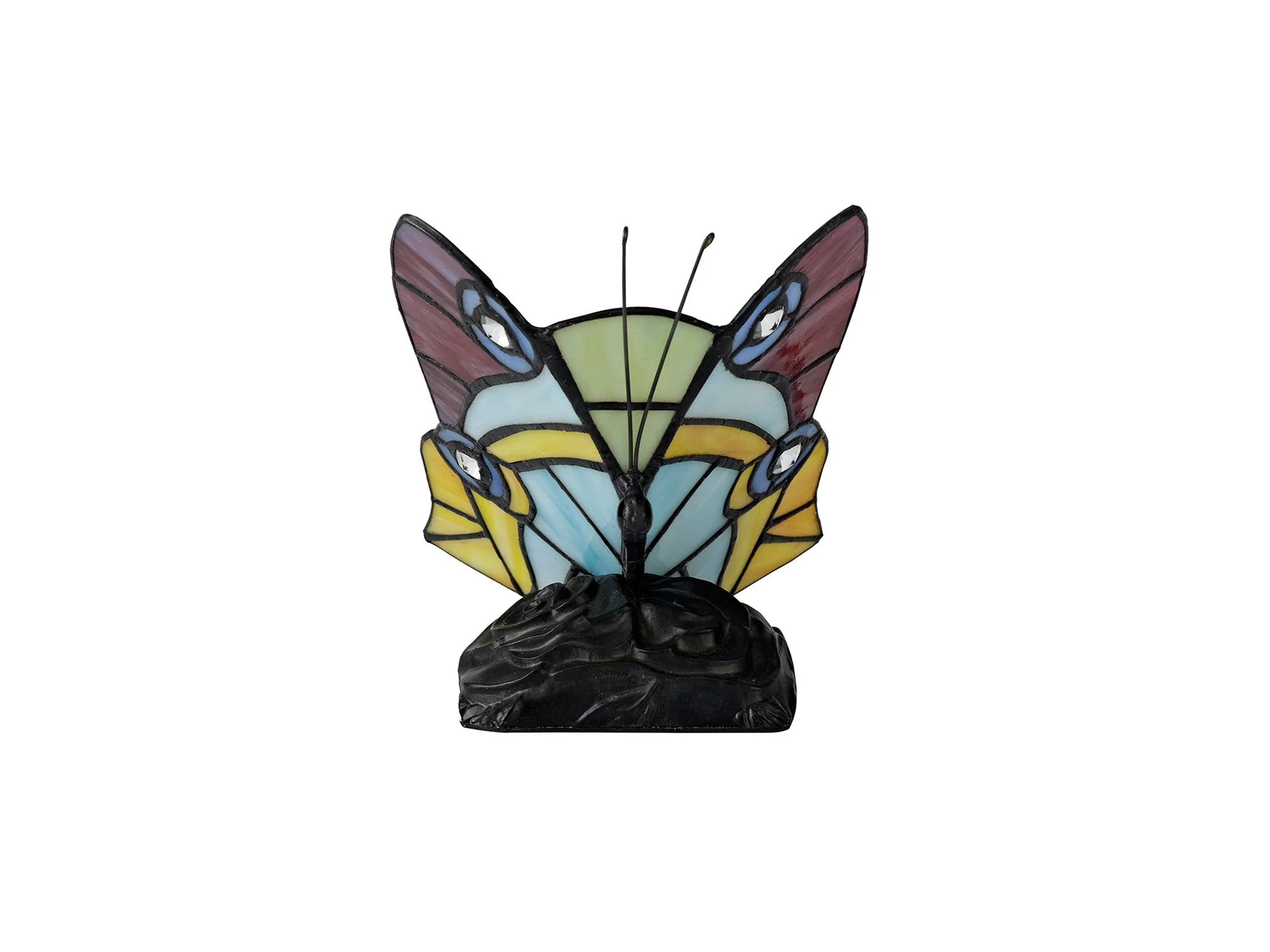 Mohill Tiffany Butterfly Table Lamp, 1 x E14, Black Base With Various Finishes  With Clear Crystal - Image 31