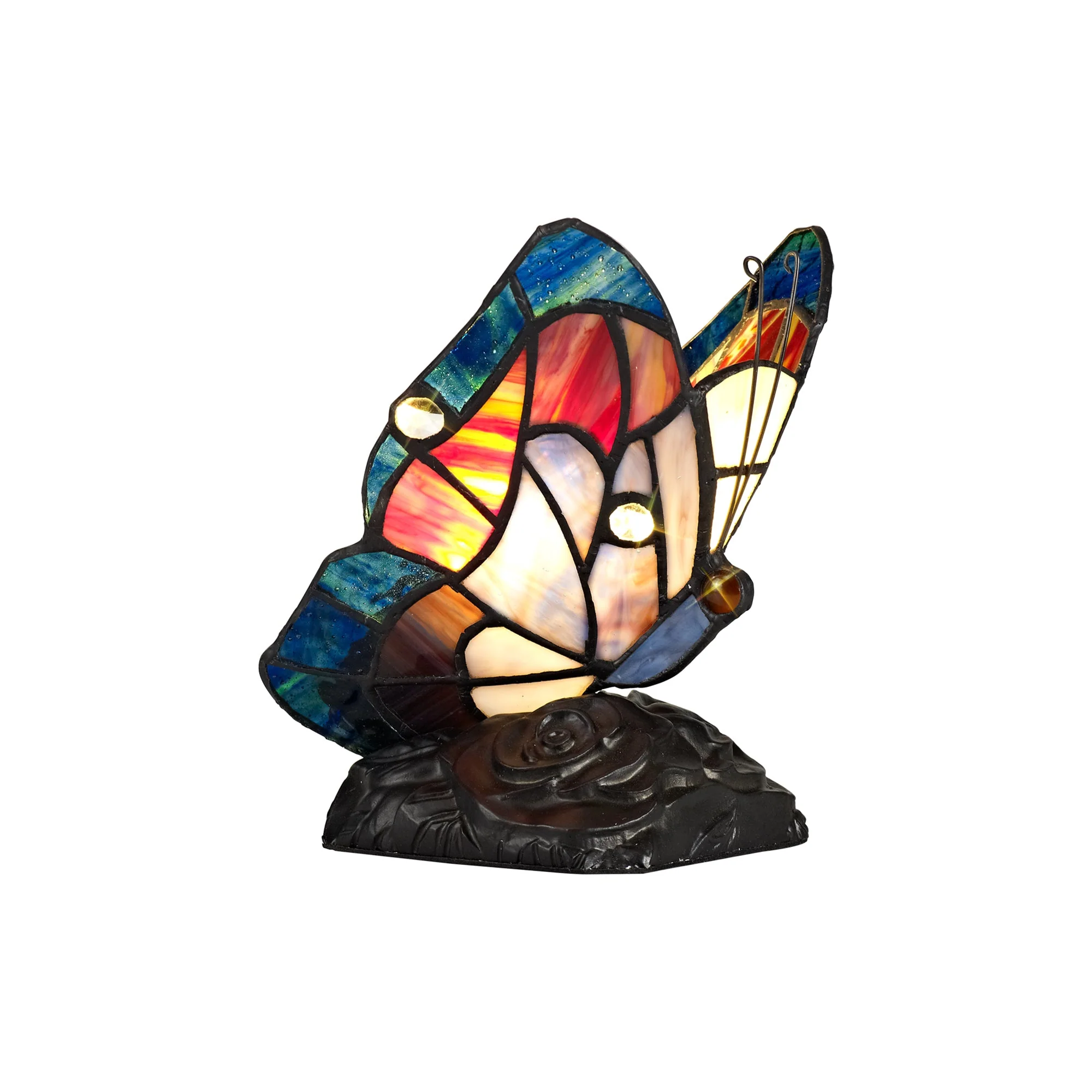 Mohill Tiffany Butterfly Table Lamp, 1 x E14, Black Base With Various Finishes  With Clear Crystal - Image 33