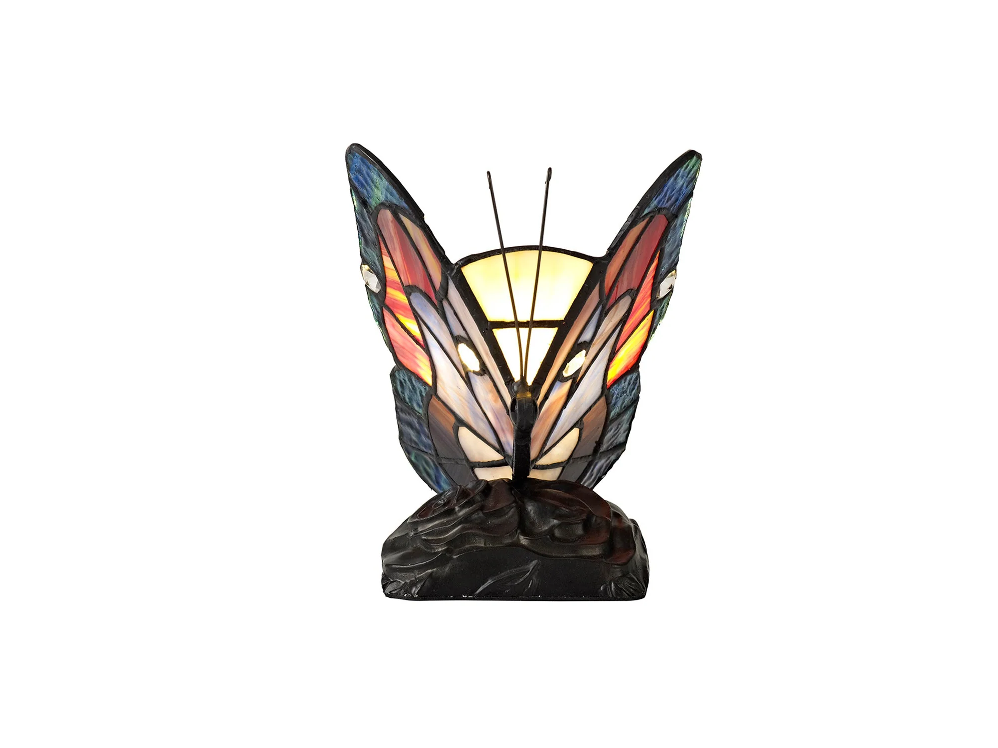 Mohill Tiffany Butterfly Table Lamp, 1 x E14, Black Base With Various Finishes  With Clear Crystal - Image 6