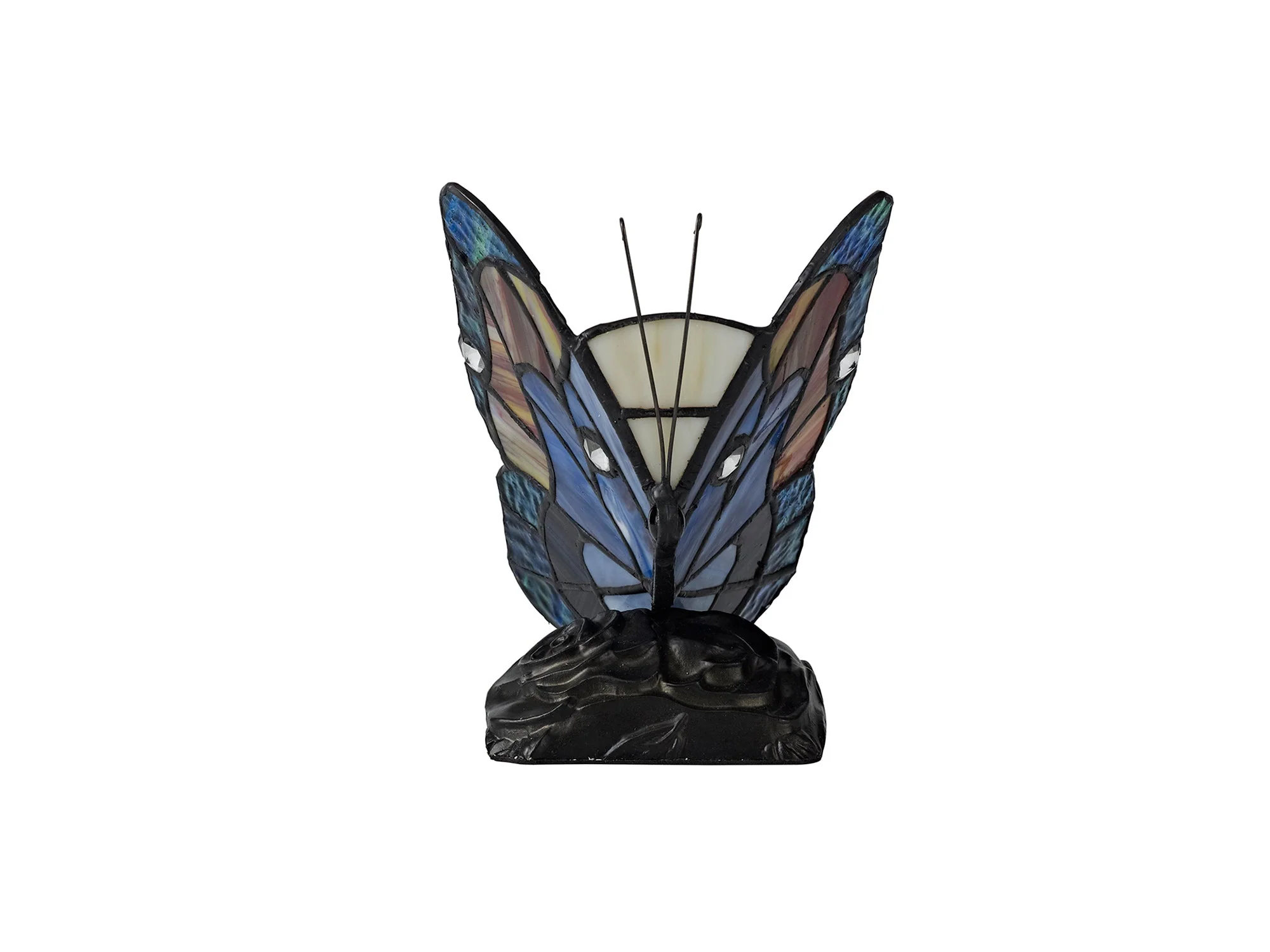 Mohill Tiffany Butterfly Table Lamp, 1 x E14, Black Base With Various Finishes  With Clear Crystal - Image 7