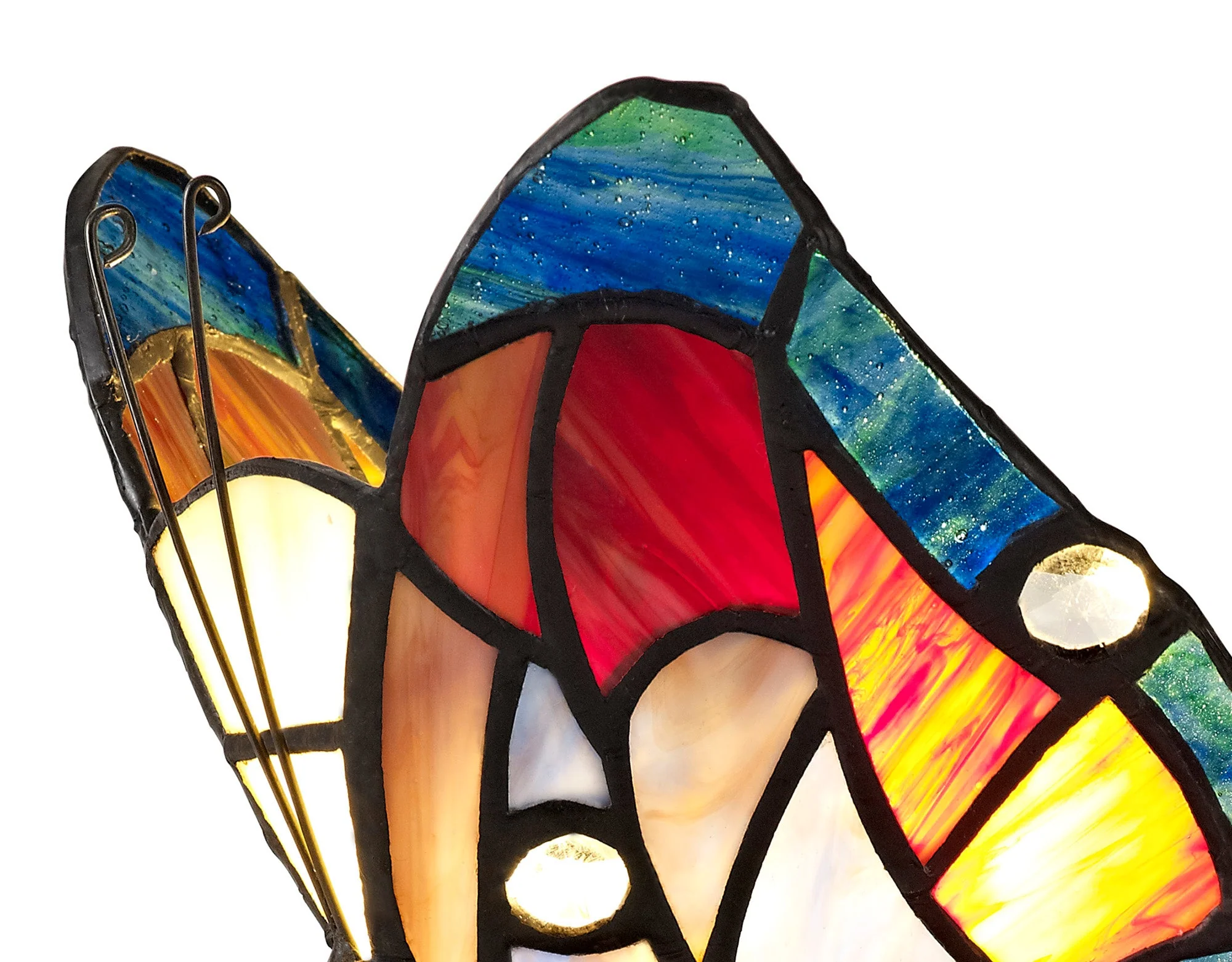 Mohill Tiffany Butterfly Table Lamp, 1 x E14, Black Base With Various Finishes  With Clear Crystal - Image 8