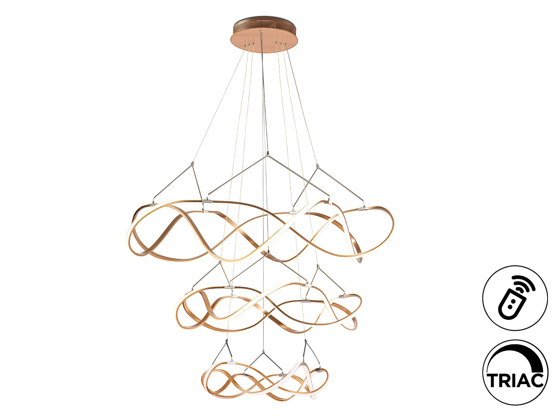 Molly LED Ceiling Light - Chrome/Rose Gold Dimmable - Image 3