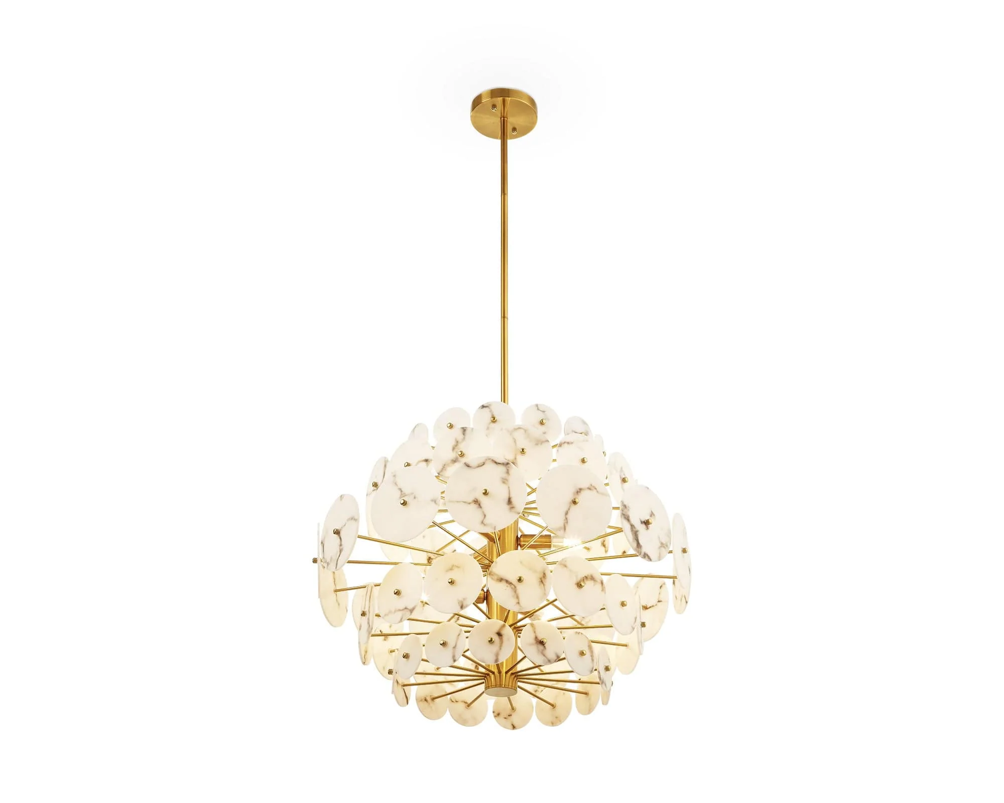 Momo Chandelier - Antique Brass &amp; Alabaster E14 - Image 3