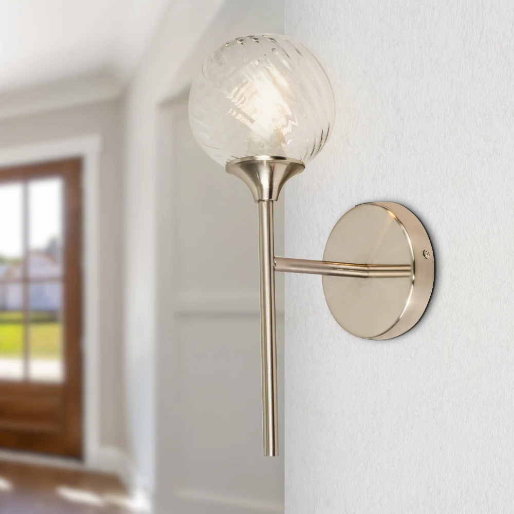 Mona 1 Light Wall Light-  Antique Brass/ Satin Chrome - Image 4