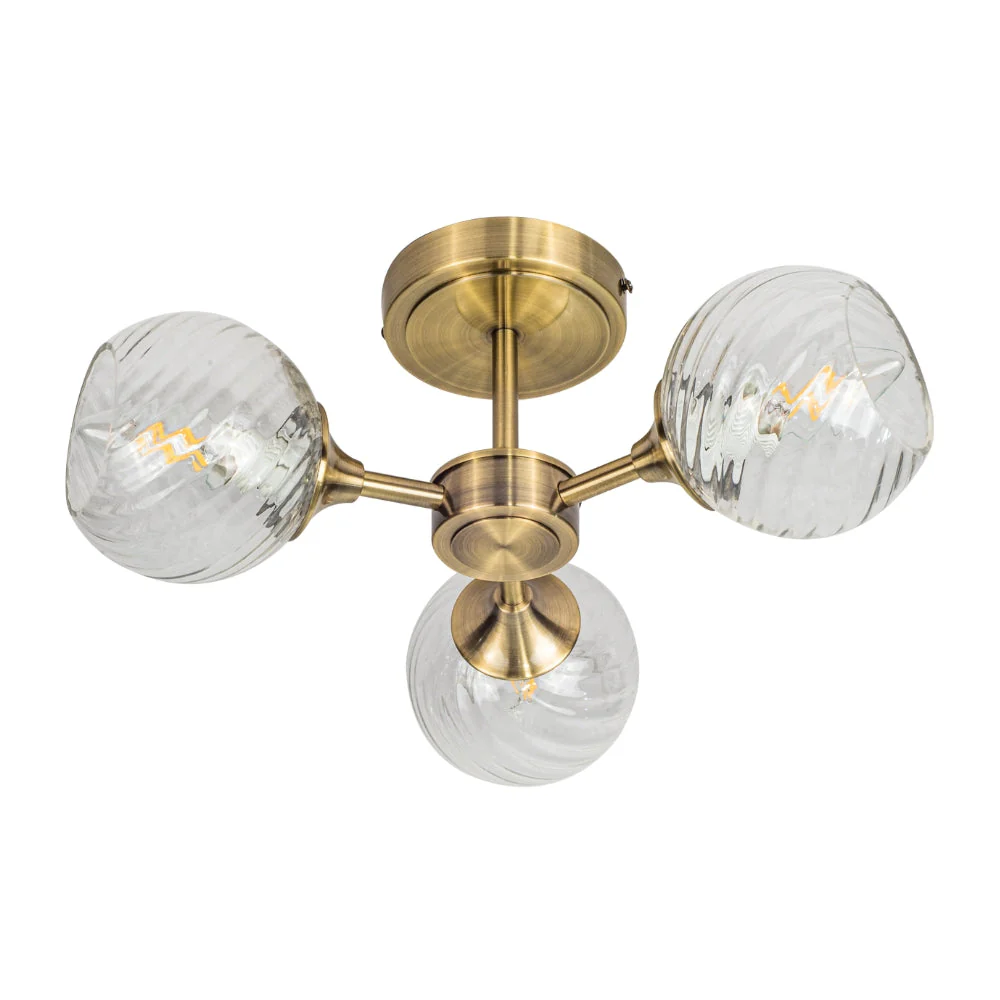 Mona 3Lt/5Lt Semi Flush - Antique Brass & Satin Chrome Finishes - Image 3