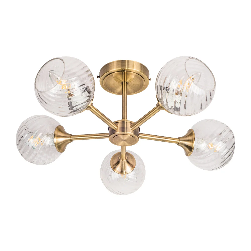 Mona 3Lt/5Lt Semi Flush - Antique Brass & Satin Chrome Finishes - Image 4
